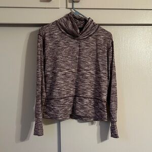 Purple Mock Neck Long Sleeve Workout Top